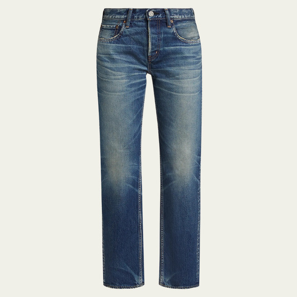 MOUSSY VINTAGE Minneola Low-Rise Straight Leg Whiskered Faded Denim JEANS sz 27 - Picture 1 of 7